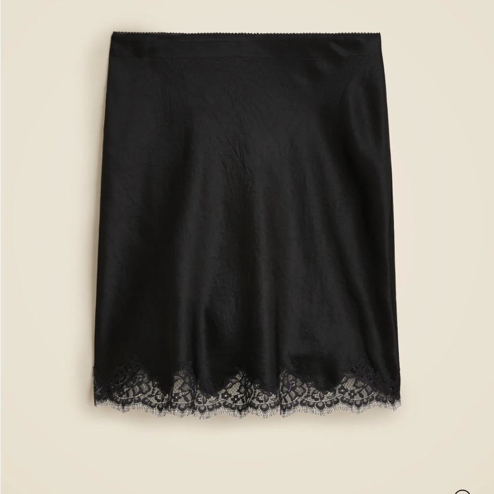 J. Crew Gwen lace-trim slip skirt in textured satin NWT